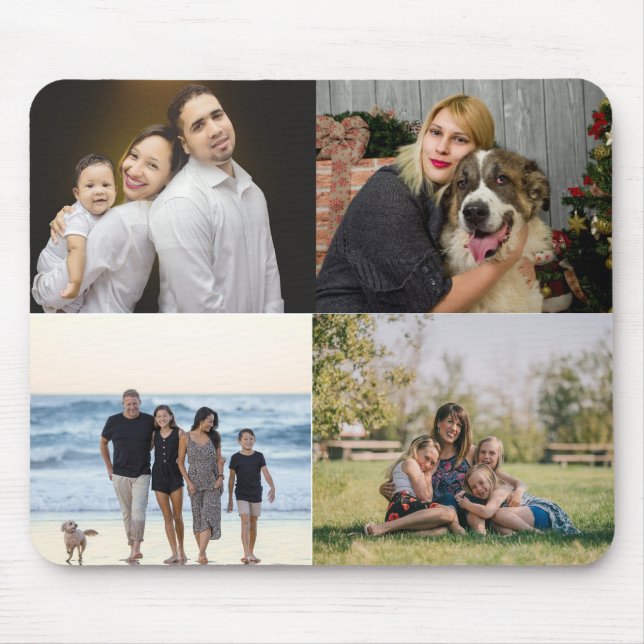  4 Family Photo Collage Custom Mouse Mat (Front)