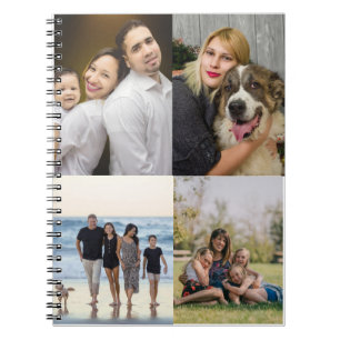 4 Family Photo Collage Custom Notebook