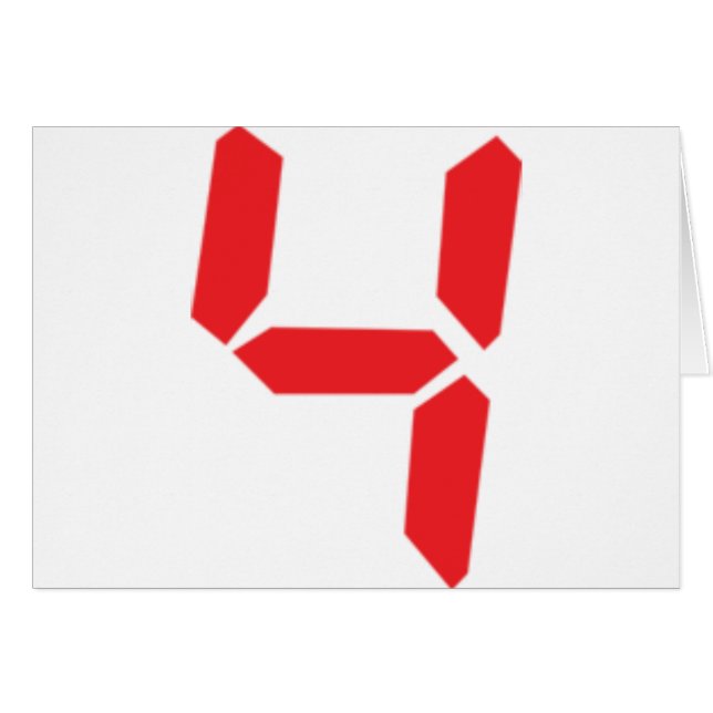 4 four red alarm clock digital number (Front Horizontal)
