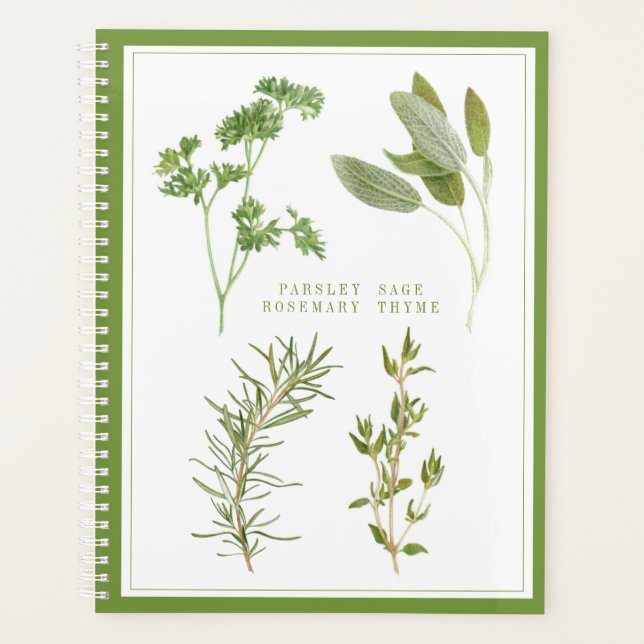  4 FRESH HERBS 8.5x11 Planner / Green (Front)