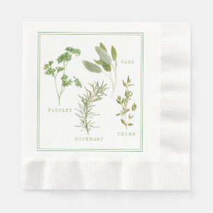 4 FRESH HERBS Coined Luncheon Paper Napkins