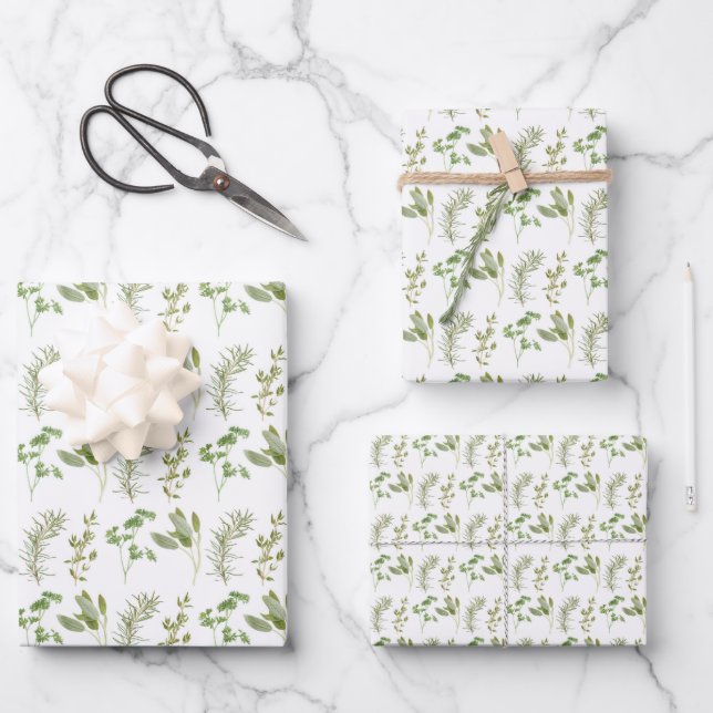 4 FRESH HERBS Flat Sheet Wrapping Paper  (Front)