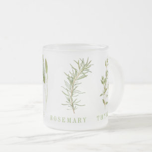 4 FRESH HERBS Frosted Glass Mug