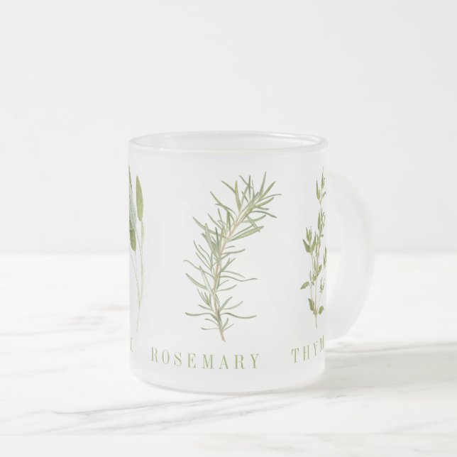 4 FRESH HERBS Frosted Glass Mug (Front Right)