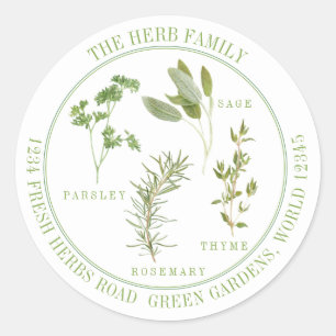 4 FRESH HERBS Large Round Address Envelope Seals