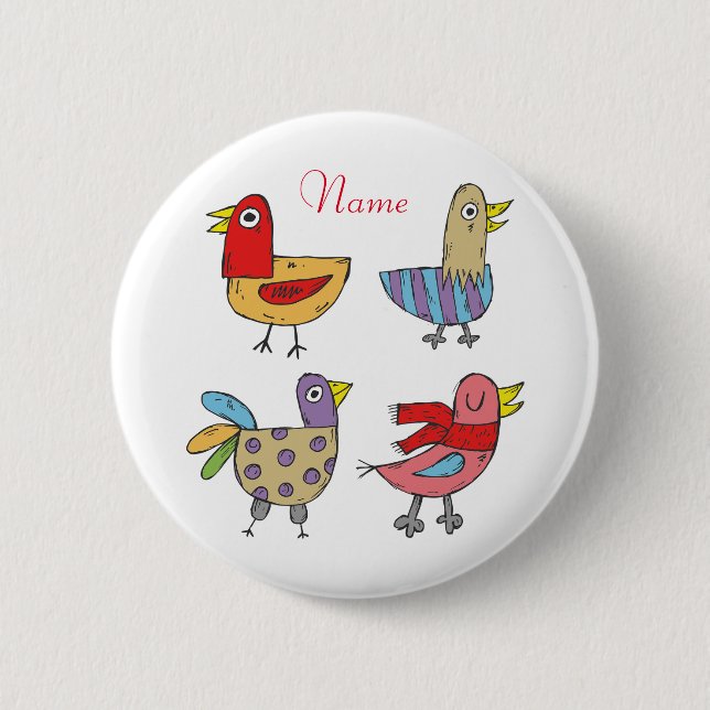 4 Funny Birds Thunder_Cove 6 Cm Round Badge (Front)