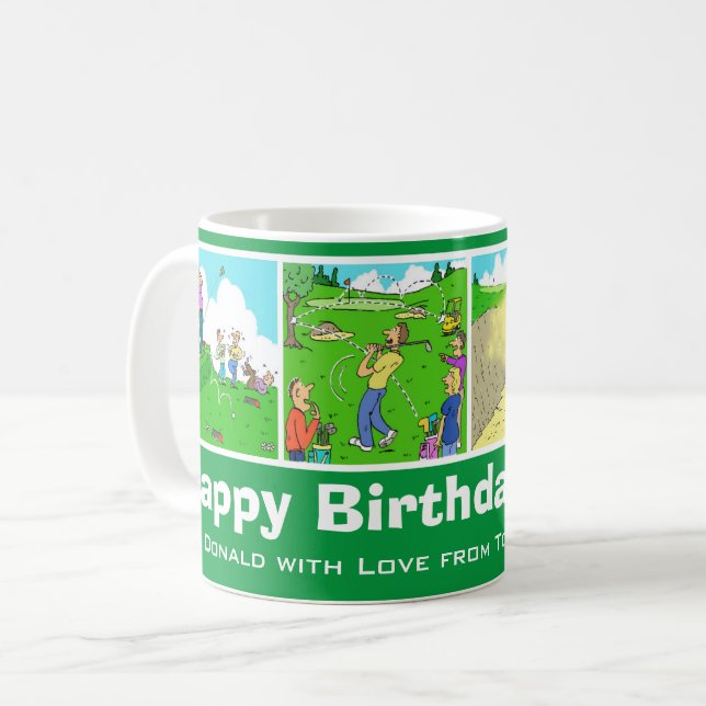 4 Funny Golf & Golfing Cartoons to Personalise. Coffee Mug (Front Left)