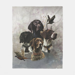 4 German Shorthaired Pointer Colours Fleece Blanket