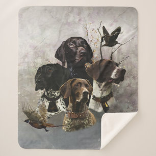 4 German Shorthaired Pointer Colours Sherpa Blanket