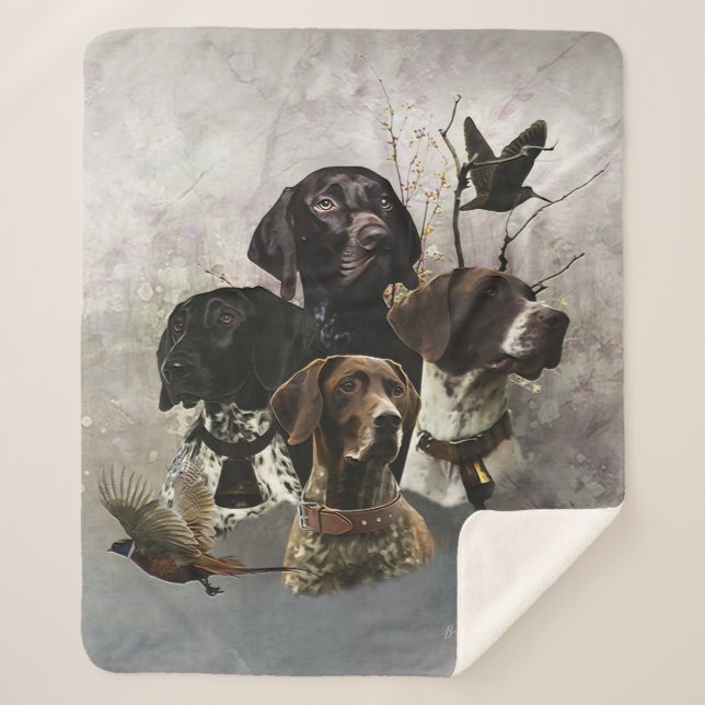 4 German Shorthaired Pointer Colours  Sherpa Blanket (Front)
