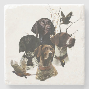 4 German Shorthaired Pointer Colours Stone Coaster