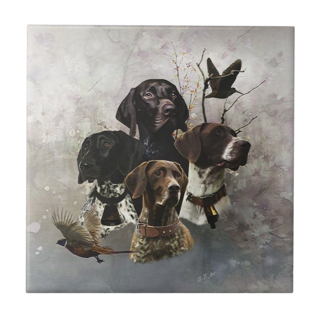 4 German Shorthaired Pointer Colours  Tile (Front)