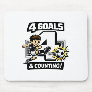 4 Goals And Counting Soccer Birthday For 4-year-ol Mouse Mat