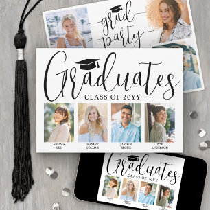 4 Graduates Joint Graduation Party Photo Collage Invitation