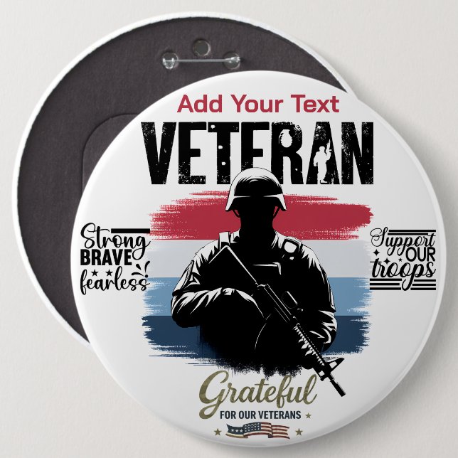 #4 Grateful for our Veterans  6 Cm Round Badge (Front & Back)