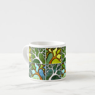 4 Hand Carved Trees in Watercolor and Pen & Ink Espresso Cup