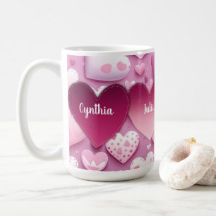 4 Hearts Family Names Coffee Mug