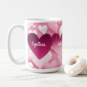 4 hearts Family Names Coffee Mug