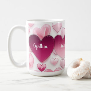 4 Hearts Family Names Coffee Mug