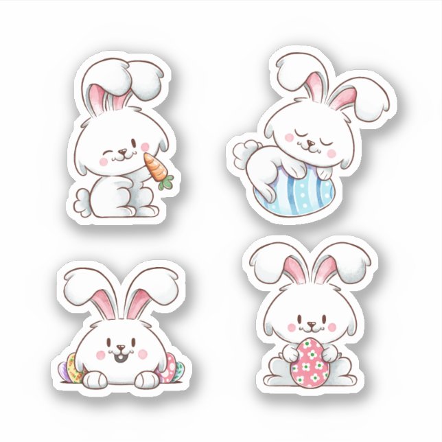 4 illustrated White Easter Bunny scrapbook (Front)