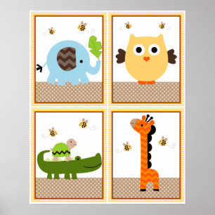 4 in 1 Jungle Stack 8x10 inch Nursery Art/Poster Poster