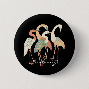 4 Japanese Cranes Thunder_Cove 6 Cm Round Badge