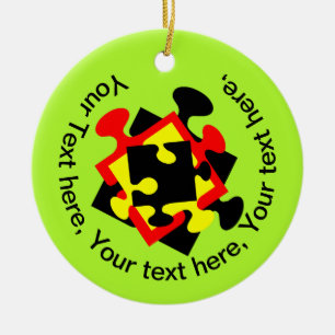 4 Jigsaw Pieces Ceramic Tree Decoration