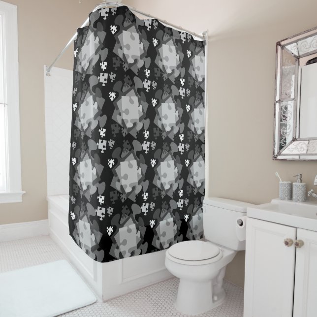 4 Jigsaw Pieces Shower Curtain (In Situ)