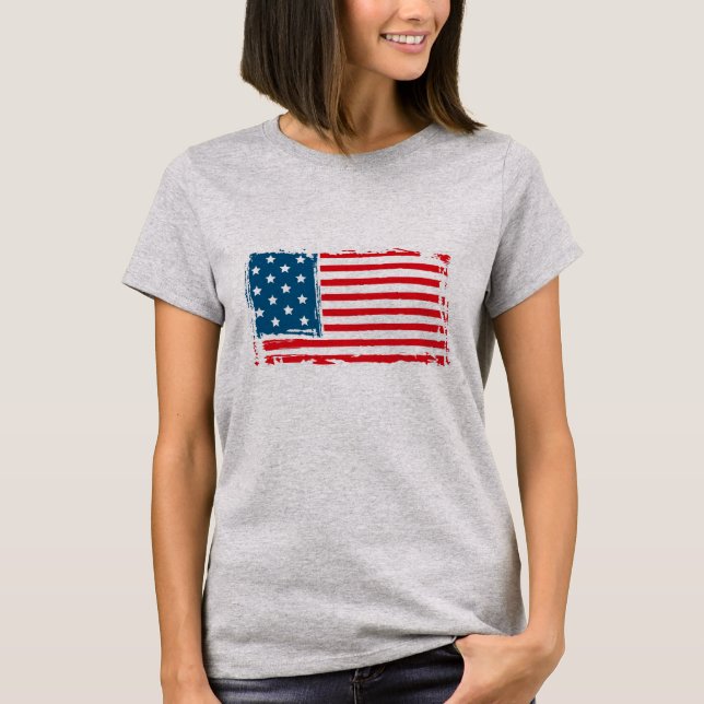 4 July American Flag Grunge Tshirt (Front)