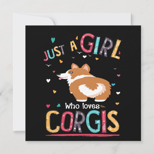 4 Just A Girl Who Loves Corgi Invitation (Front)