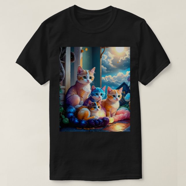 4 Kittens Posing T-Shirt (Design Front)