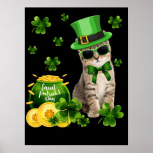 4 Kitty Kitten Cat Lover St Patricks Day Cat Poster