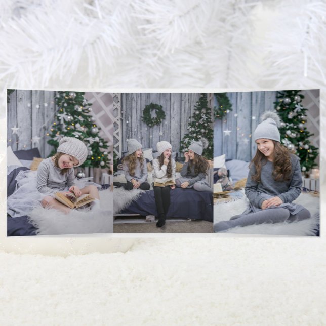 4 Large Photo Merry and Bright Christmas Tri-Fold Holiday Card (Creator Uploaded)