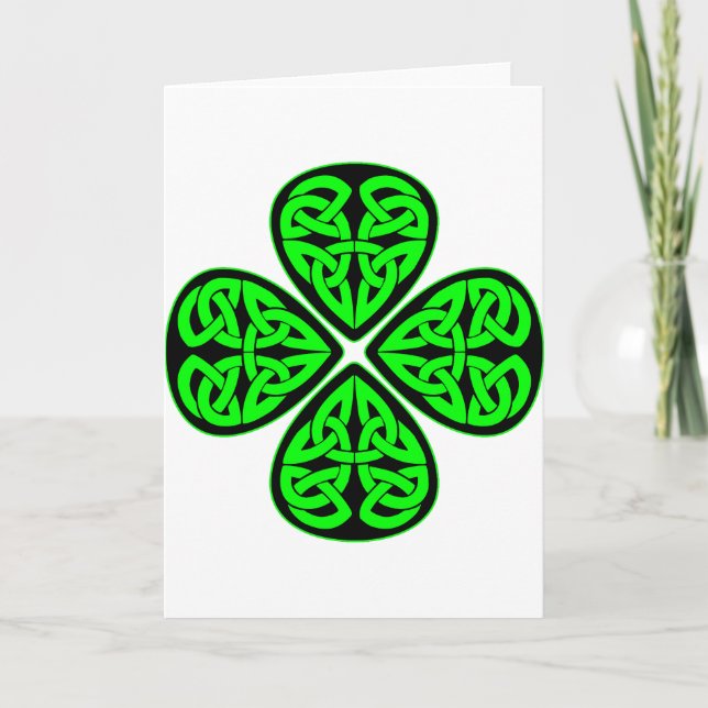 4 Leaf Celtic Shamrock Card (Front)