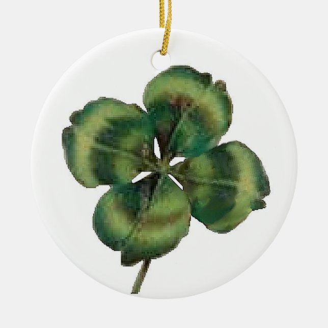4 Leaf Clover Ceramic Tree Decoration (Front)