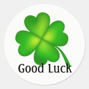 4 leaf clover, Good Luck! Classic Round Sticker