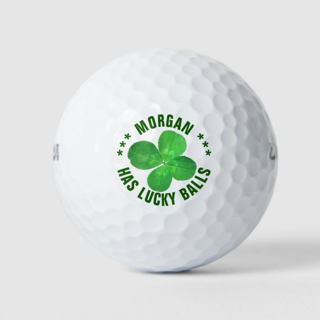 4 Leaf Clover Shamrock Funny Personalised Golf Balls (Front)