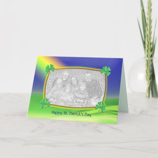 4-Leaf Clovers St. Patrick's Day (photo frame) Card (Front)