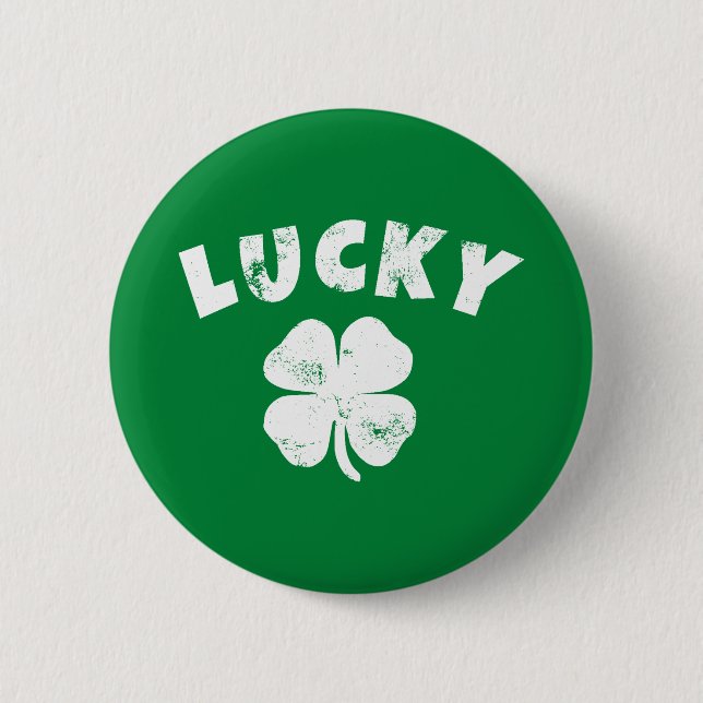 4 Leaf Lucky Clover St. Patrick's  Day 6 Cm Round Badge (Front)