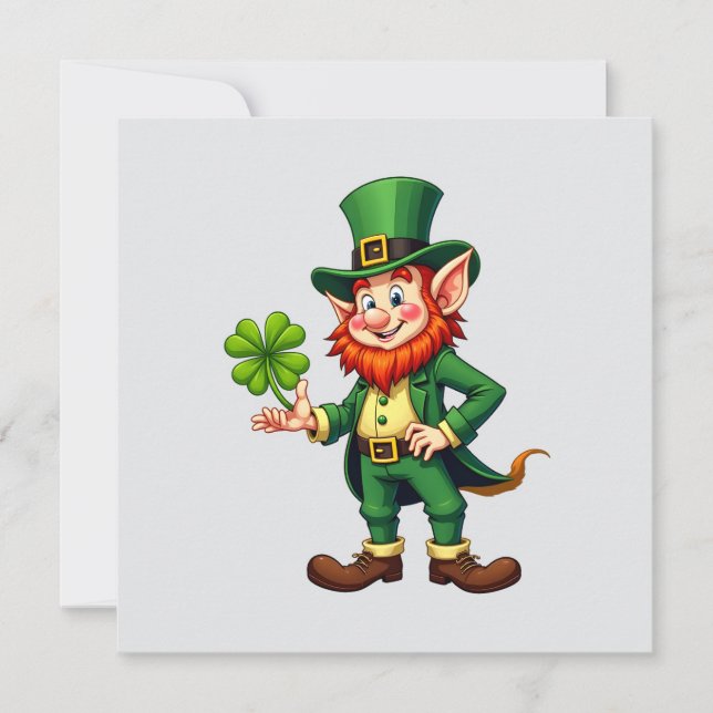 4-leaf lutin and clover invitation (Front)