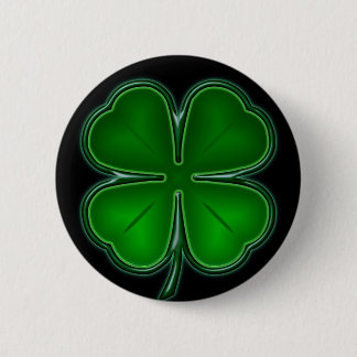 4 Leaf on Black Back 6 Cm Round Badge