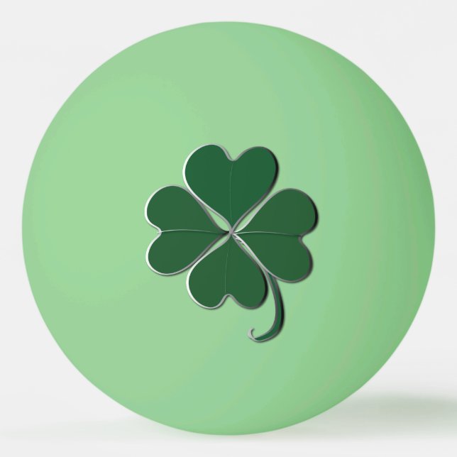 4 Leaf Shamrock Glow in the Dark Ping Pong Ball (Front)