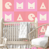 4 letter baby name pink nursery decor wallpaper 