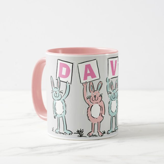 4 Letter Name Fun Rabbit Design Mug (Front Left)
