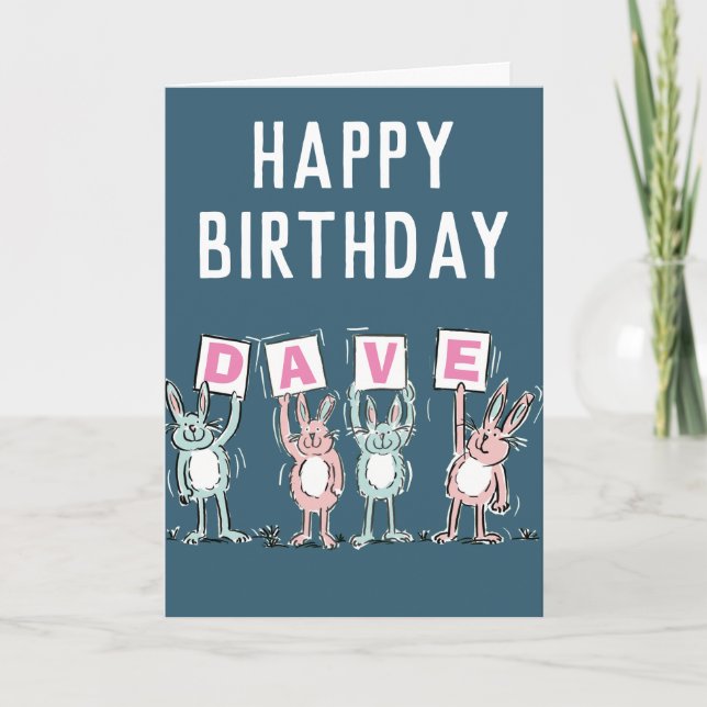 4 Letter Name Happy Birthday Card (Front)