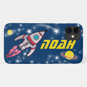 4 letter named space rocket blue yellow iPhone 11 case