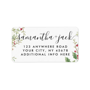 4 LINES Modern Christmas Holiday Return Address Label