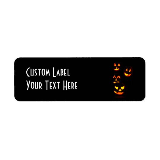 4 Lit Jack-O-Lanterns - Orange Return Address Label