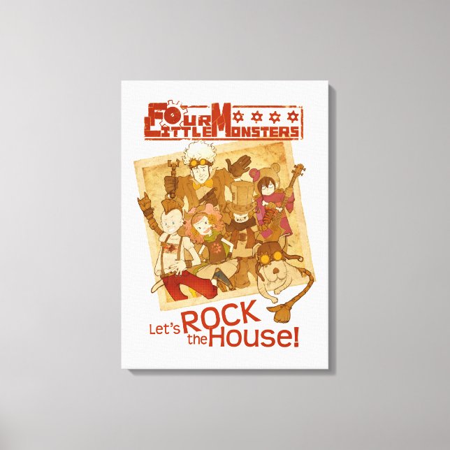 4 Little Monsters - Let's Rock the House Canvas Print (Front)
