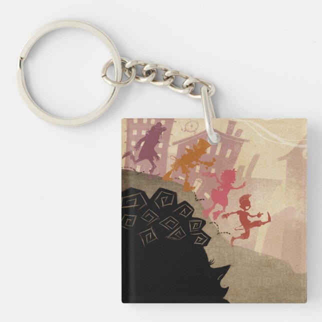 4 Little Monsters - Walking Through Town Key Ring (Front)